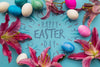 Easter Mockup With Egg And Flower Frame Psd
