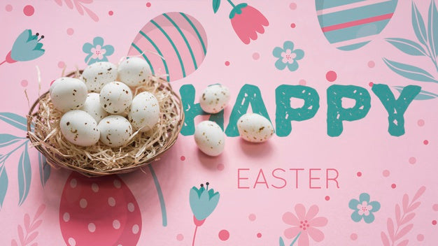 Easter Mockup With Egg Basket Psd
