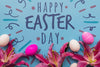 Easter Mockup With Eggs And Flowers Psd