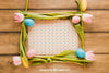 Easter Mockup With Flowers Forming Frame Psd
