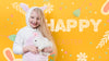 Easter Mockup With Girl And Rabbit Psd