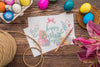 Easter Mockup With Rope And Eggs Psd