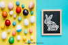 Easter Mockup With Slate And Eggs Psd