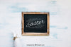 Easter Mockup With Slate And Rabbit Psd