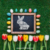 Easter Mockup With Slate And Tulips Psd