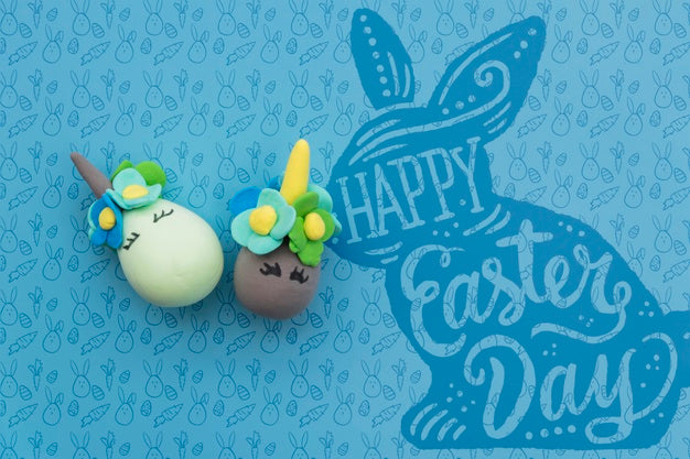 Easter Mockup With Unicorn Eggs Psd