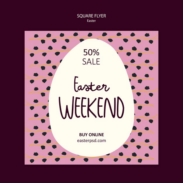 Easter Weekend Sales Square Flyer Psd