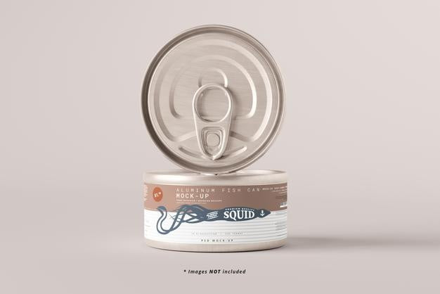 Easy Open Small Aluminum Food Can Mockup Psd