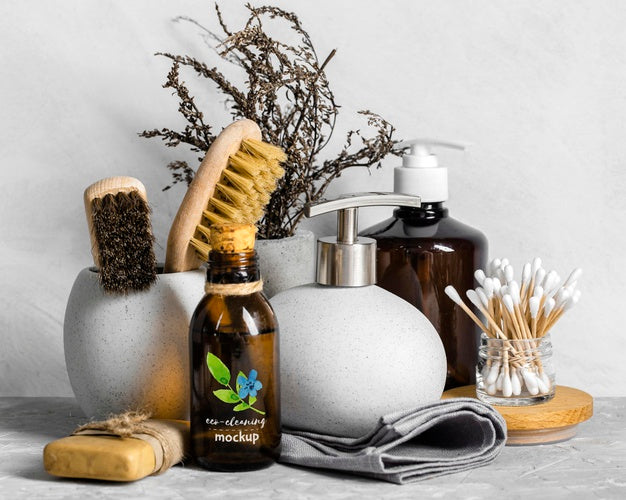 Eco Cleaning Products Arrangement Psd