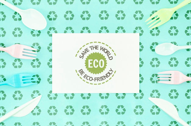 Eco Friendly Forks Surrounding Card Mock-Up Psd