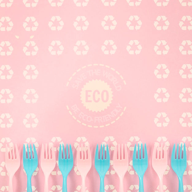 Eco-Friendly Forks With Background Mock-Up Psd