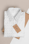 Eco-Friendly Price Tag And Cardboard Box With Formal Shirt Mock-Up Psd