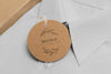 Eco-Friendly Price Tag And Cardboard Box With Formal Shirt Mock-Up Psd