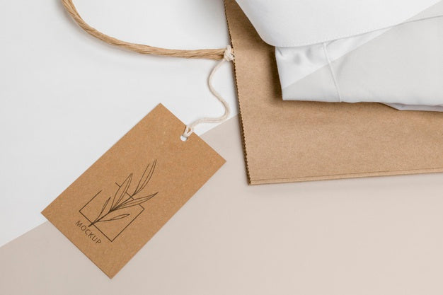 Eco-Friendly Price Tag And Paper Bag With Formal Shirt Mock-Up Psd