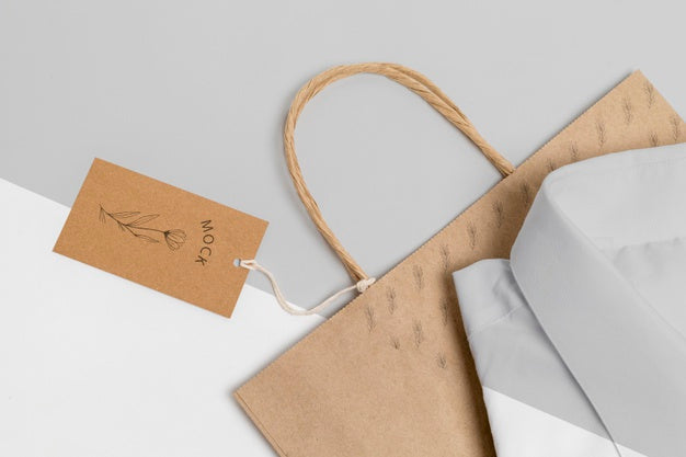 Eco-Friendly Price Tag And Paper Bag With Formal Shirt Mock-Up Psd