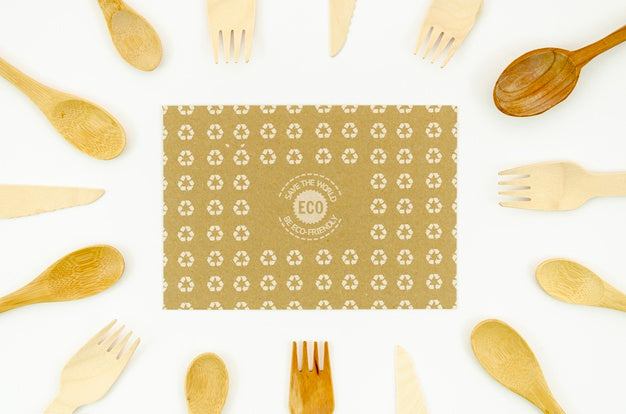 Eco-Friendly Tableware Surrounded By Forks Psd