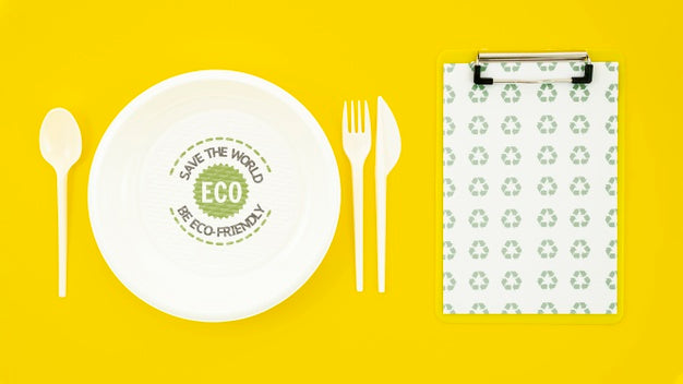 Eco-Friendly Tableware With Plate Mock-Up Psd