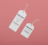 Eco Tags On Pink Background Flat Lay Psd
