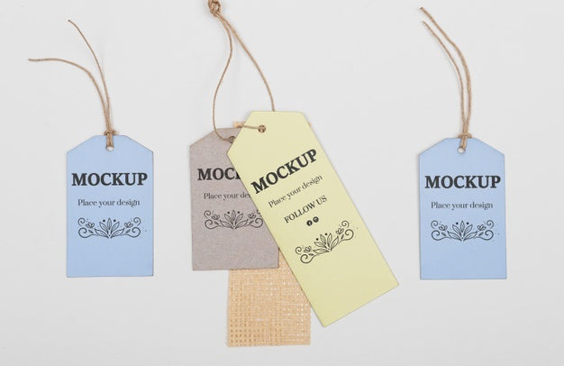 Ecological Tags Arrangement Top View Psd