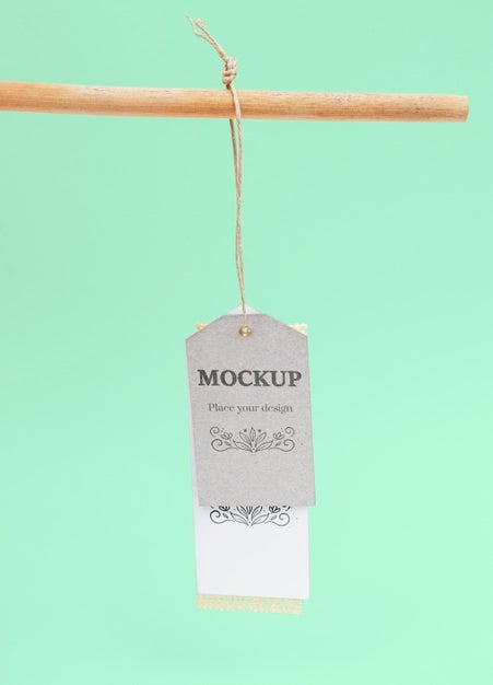 Ecological Tags Hanging With Green Background Psd