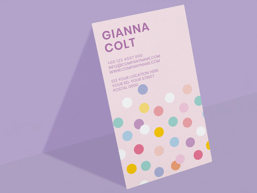 Editable Business Card Mockup Psd In Pastel Polka Dot Pattern
