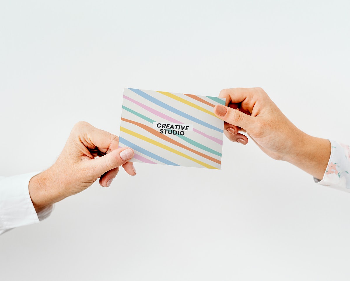 Editable Business Card Mockup Psd In Pastel Stripes Pattern