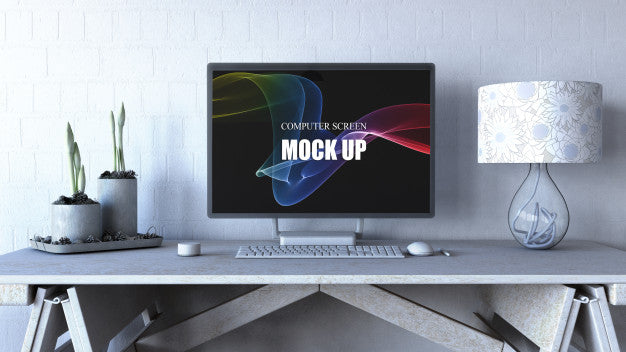 Editable Computer Screen Mock Up Psd