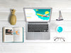 Editable Flat Lay Laptop Mockup With Summer Elements Psd