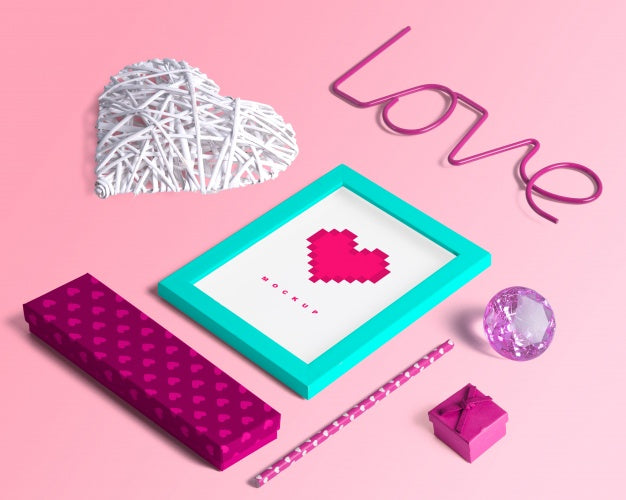 Editable Isometric Scene Creator Mockup With Valentines Day Concept Psd