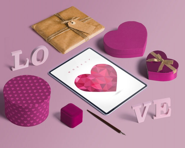 Editable Isometric Scene Creator Mockup With Valentines Day Concept Psd