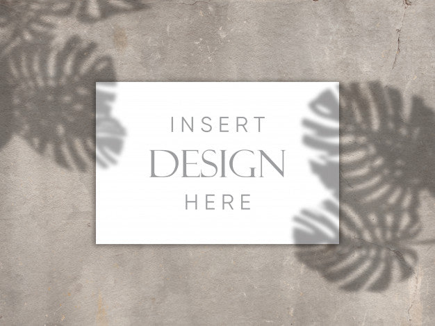 Editable Mock Up Design With Blank Card On Concrete Texture With Shadow Overlay Background Psd