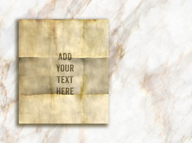 Editable Mock Up With Grunge Style Paper On A Marble Texture Psd