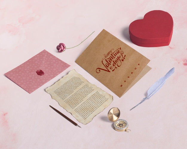 Editable Mockup Of Isometric Valentine Elements Psd
