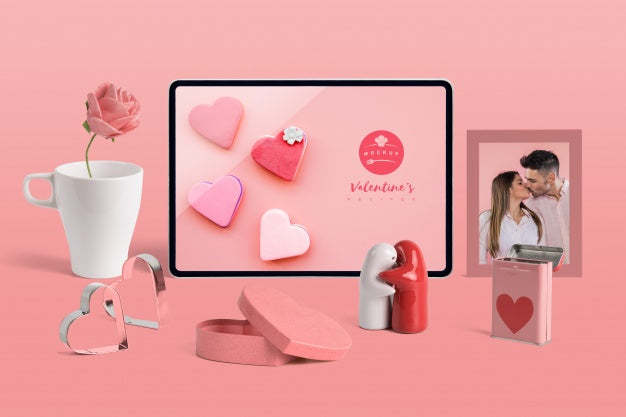 Editable Mockup Of Valentine Elements Psd