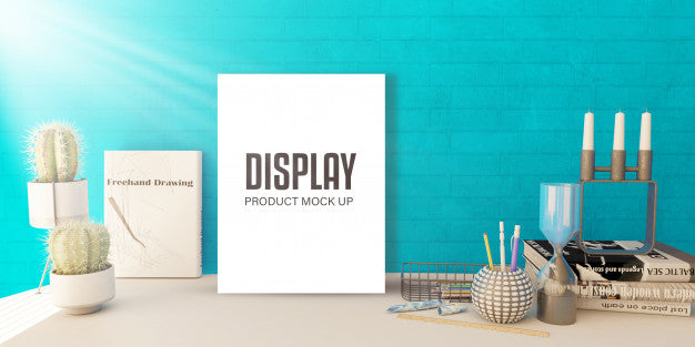 Editable Product Display Mock Up With Blank Picture On Shelf Psd