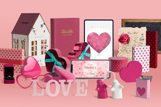 Editable Scene Creator Mockup With Valentines Day Concept Psd