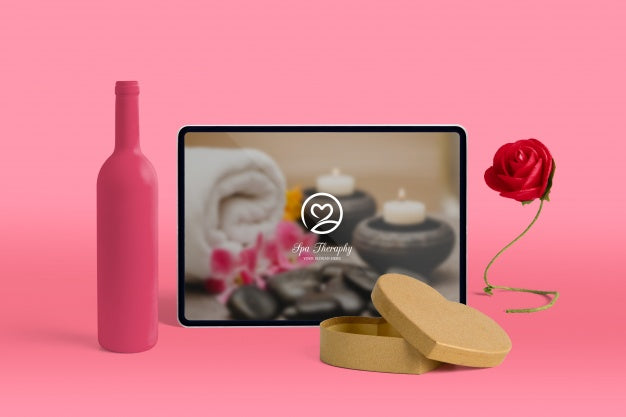 Editable Scene Creator Mockup With Valentines Day Concept Psd