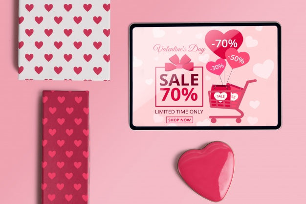 Editable Scene Creator Mockup With Valentines Day Concept Psd