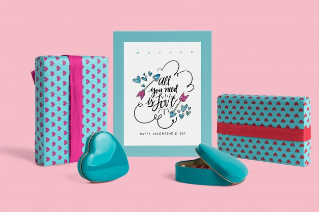 Editable Scene Creator Mockup With Valentines Day Concept Psd