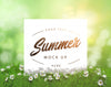 Editable Summer Mock Up With Blank Card Nestled In Grass With Daisies Psd