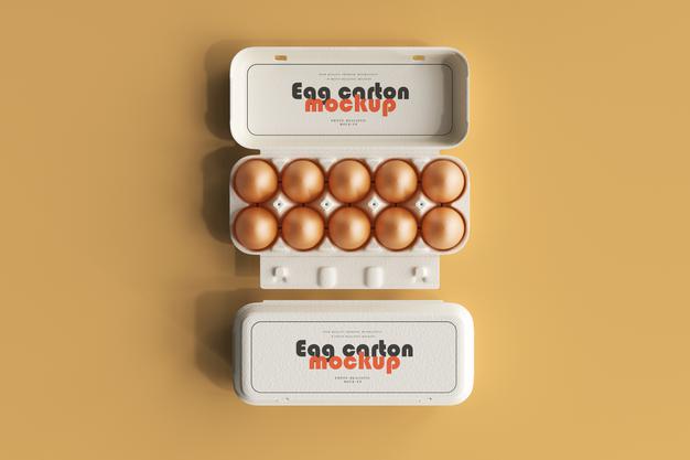 Egg Carton Mockup With Brown Eggs Psd