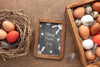 Eggs And Frame With Easter Message Psd