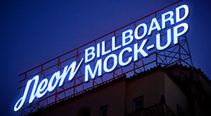 Electric Neon Sign Billboard Mockup Psd