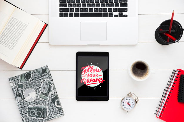 Electronic Devices For Work On Desk Psd