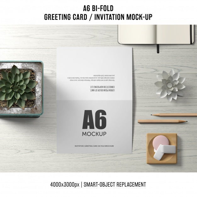 Elegant A6 Bi-Fold Greeting Card Template Psd
