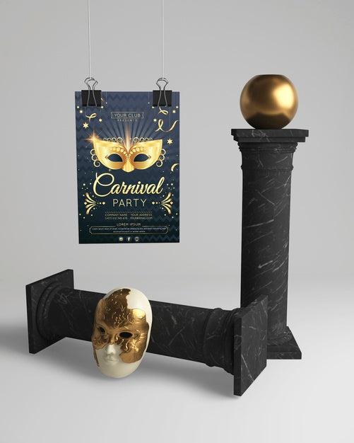 Elegant Black And Golden Masquerade Design Psd