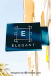 Elegant Blue Shop Sign Mockup Psd