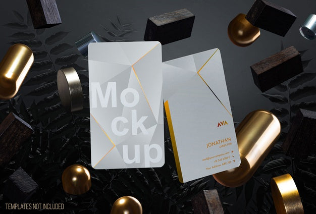 Elegant Business Card With Objects Levitating Psd