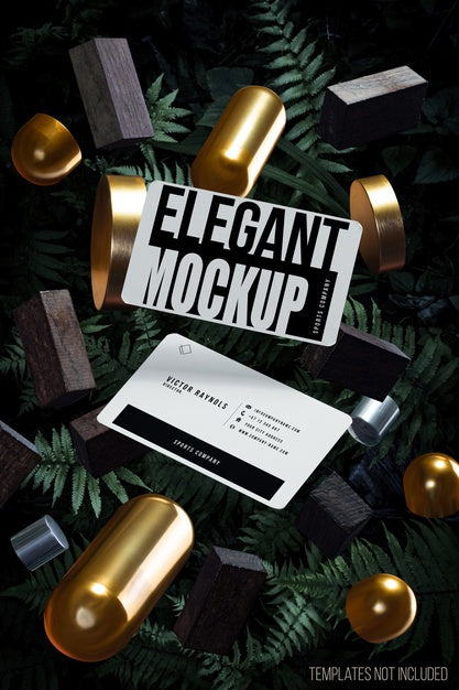 Elegant Business Card With Objects Levitating Psd