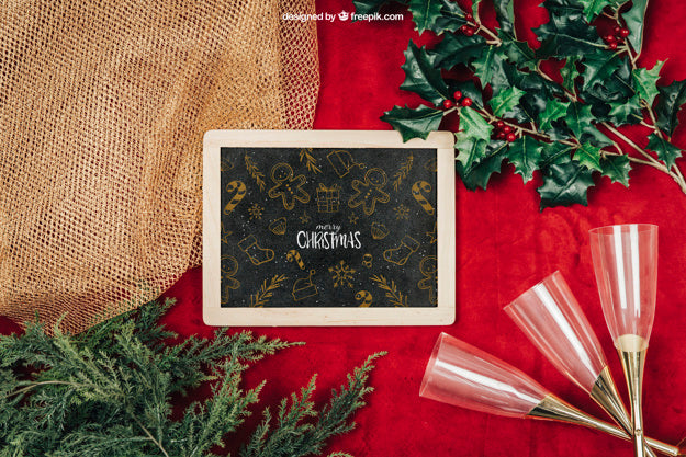 Elegant Chalkboard Mockup With Christmtas Design Psd